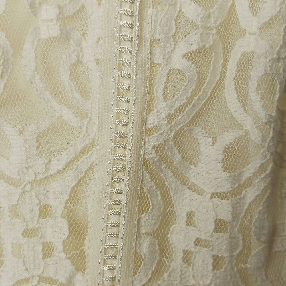 Hazel Sleeveless Lace Dress W/ Tiered Skirt & Back Zipper Ivory Small - Picture 8 of 13
